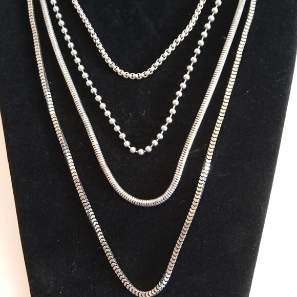 VTG 36" Stunning Boho Southwestern Silver Tone 4 Chain Filigree Dangle Necklace - Picture 13 of 14